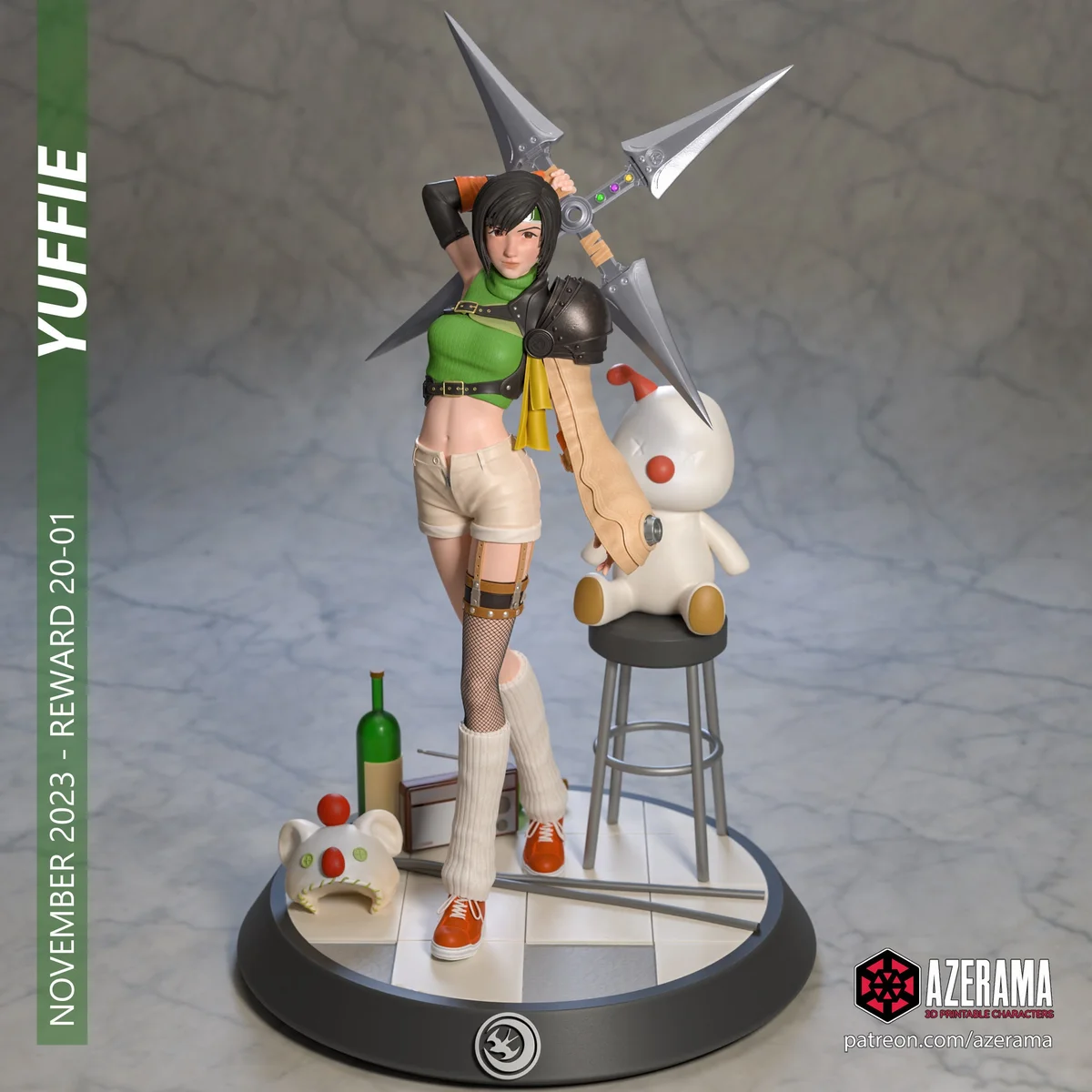 Yuffie | Fan Art | 3D Printed Resin Model Garage Kit | *Un-Painted* | Azerama 2