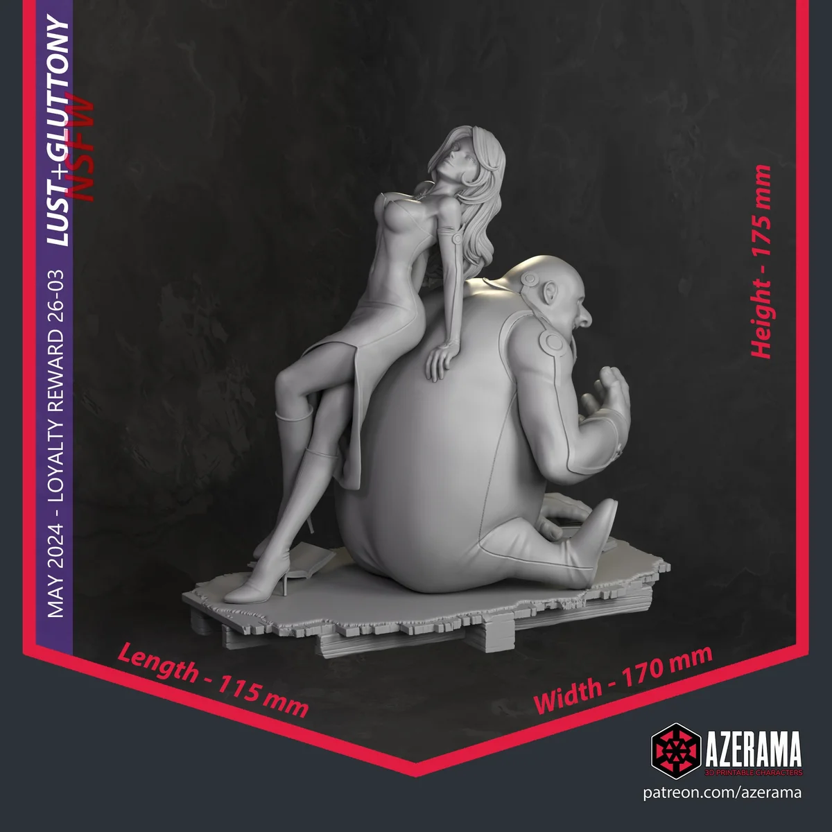 Lust + Gluttony | Fan Art | 3D Printed Resin Model Garage Kit | *Un-Painted* | Azerama 2