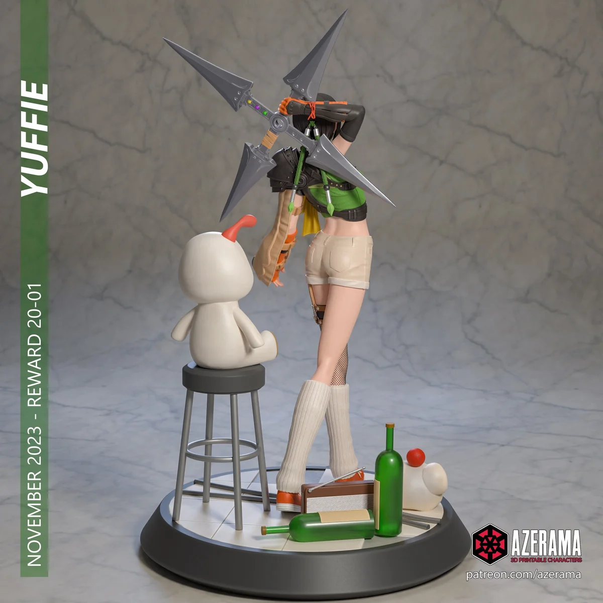 Yuffie | Fan Art | 3D Printed Resin Model Garage Kit | *Un-Painted* | Azerama 3