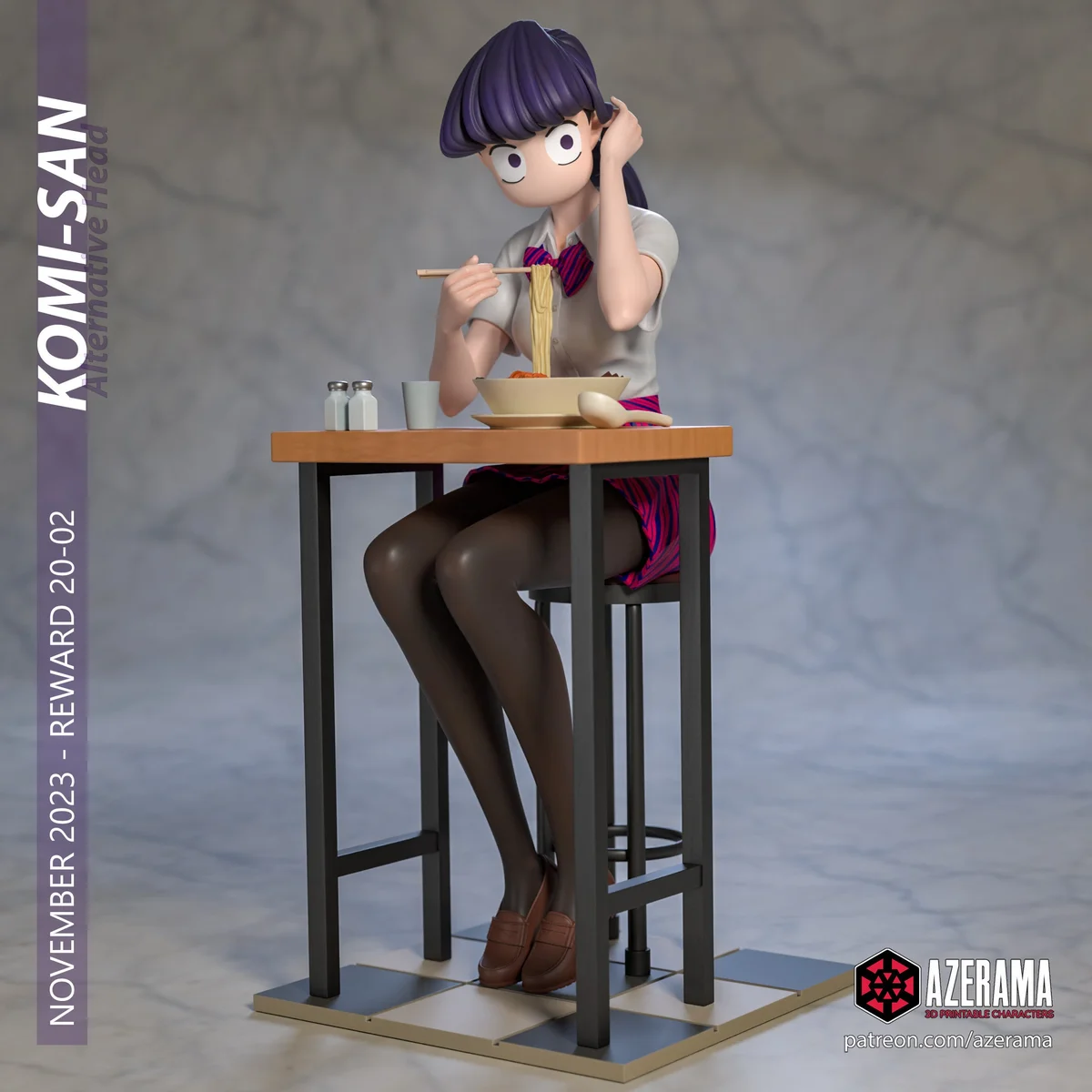 Komi | Fan Art | 3D Printed Resin Model Garage Kit | *Un-Painted* | Azerama 2