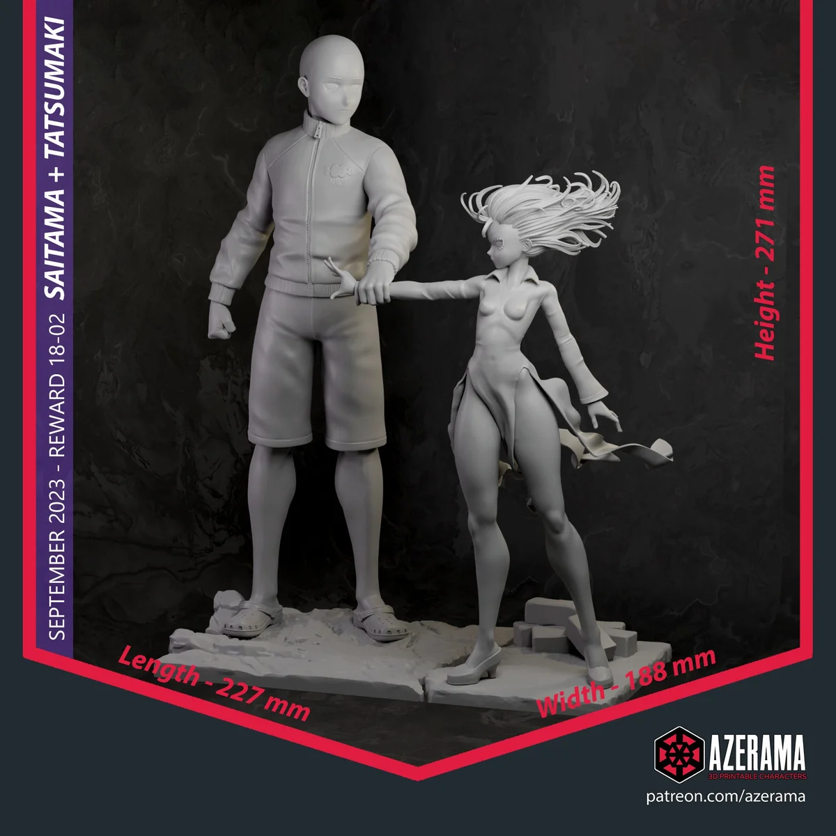 Sai + Tatsu | Fan Art | 3D Printed Resin Model Garage Kit | *Un-Painted* | Azerama 4