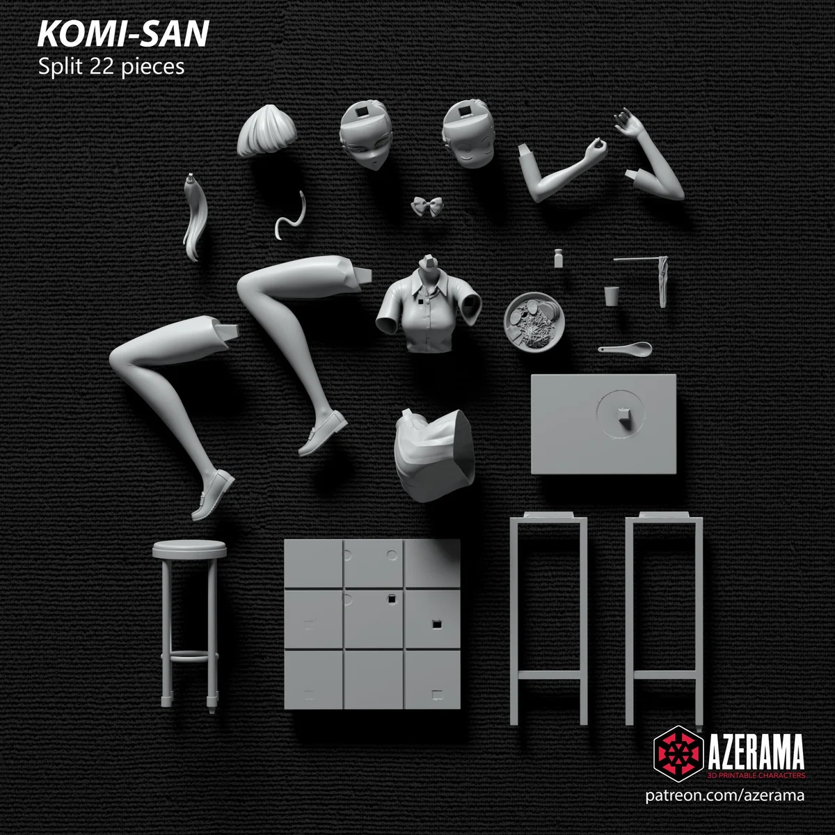 Komi | Fan Art | 3D Printed Resin Model Garage Kit | *Un-Painted* | Azerama 8