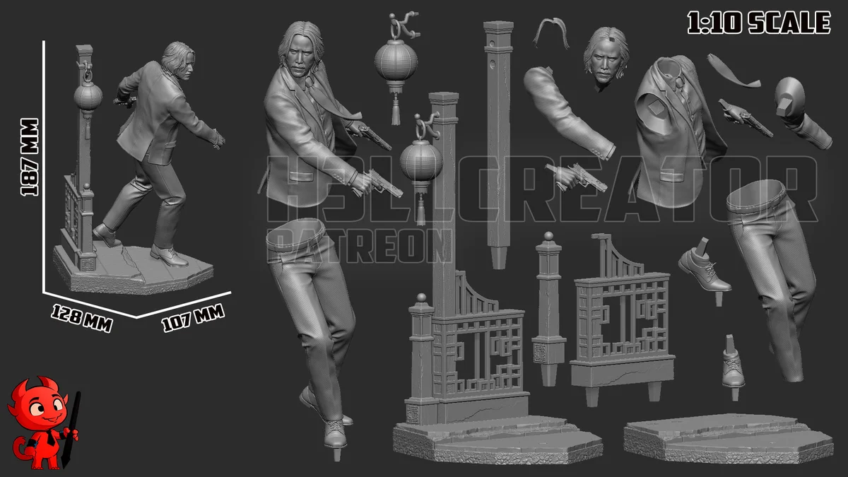 John Wick | Fan Art | 3D Printed Resin Model Garage Kit | *Un-Painted* | H3LL Creator 14