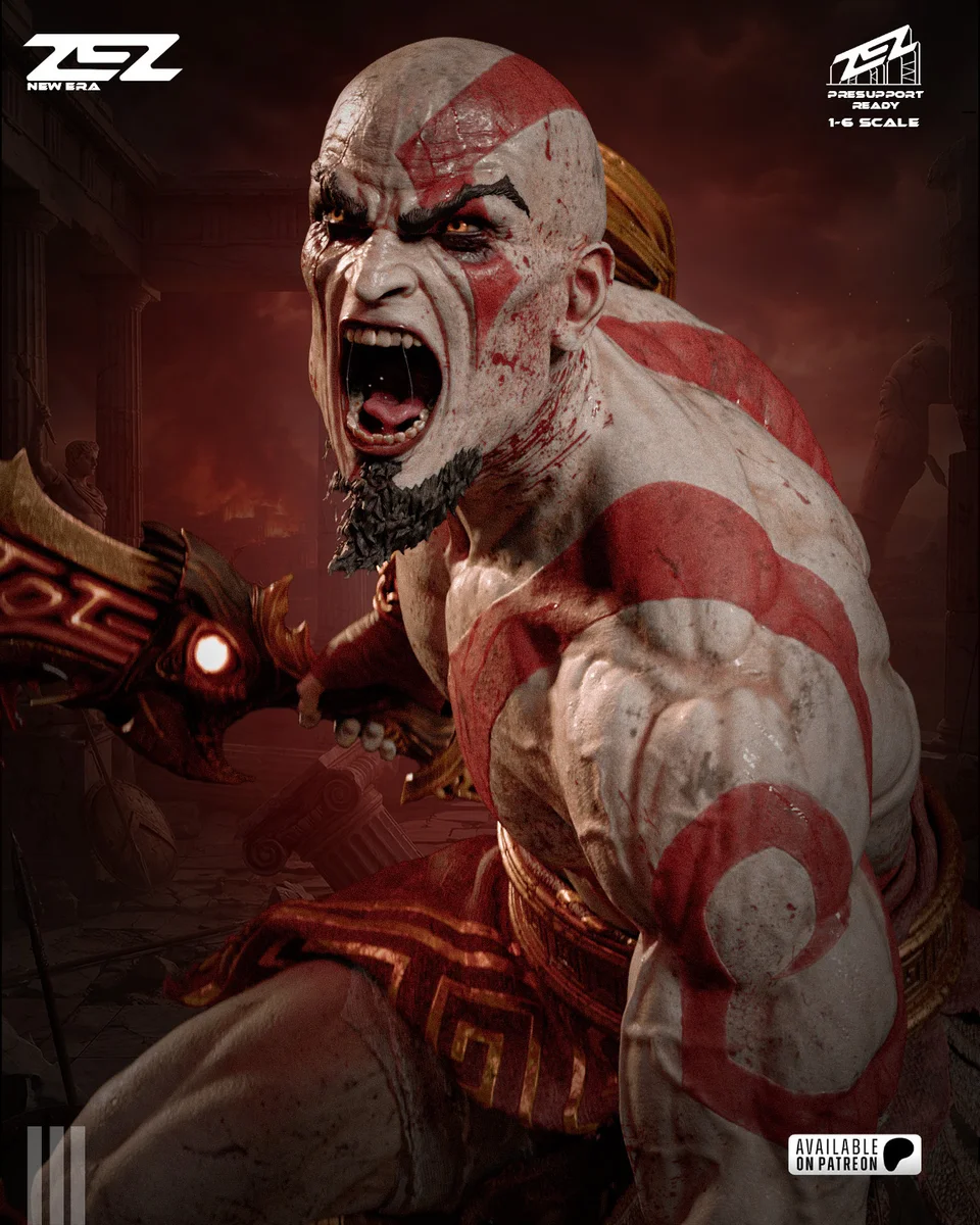 Kratos | Fan Art | 3D Printed Resin Model Garage Kit | *Un-Painted* | ZEZ Studio 3