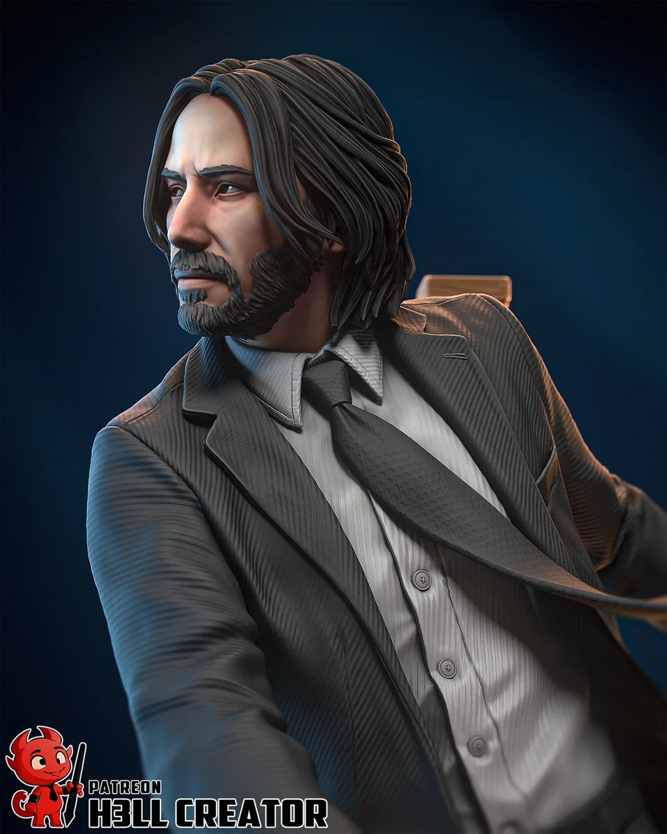 John Wick | Fan Art | 3D Printed Resin Model Garage Kit | *Un-Painted* | H3LL Creator 5