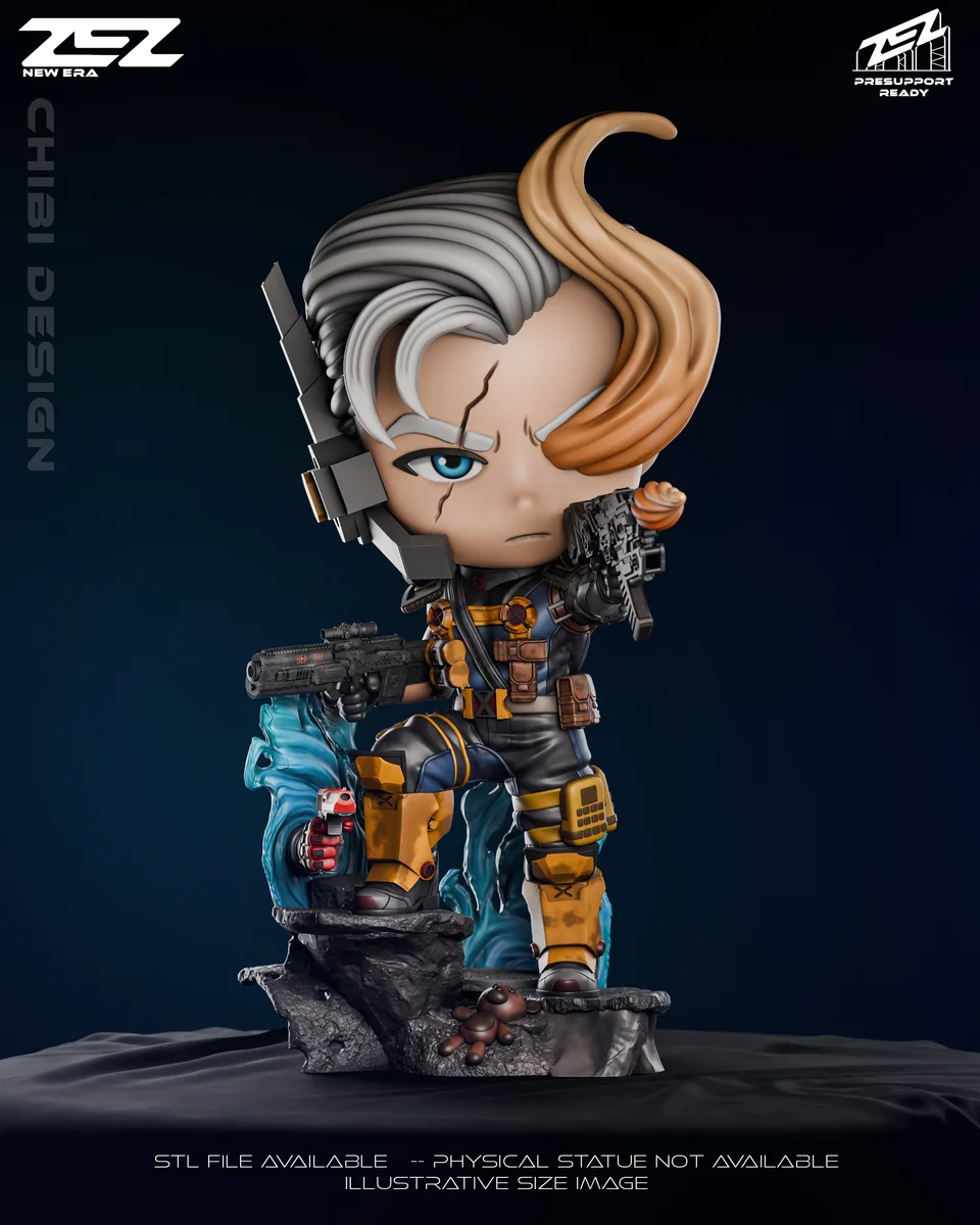 Chibi Cable | Fan Art | 3D Printed Resin Model Garage Kit | *Un-Painted* | ZEZ Studio