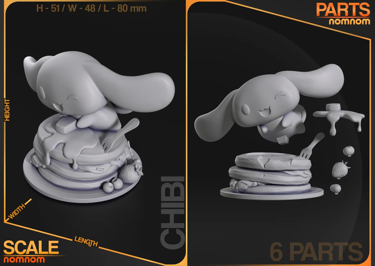 Chibi Cinnamoroll | Fan Art | 3D Printed Resin Model Garage Kit | *Un-Painted* | Nomnom 3