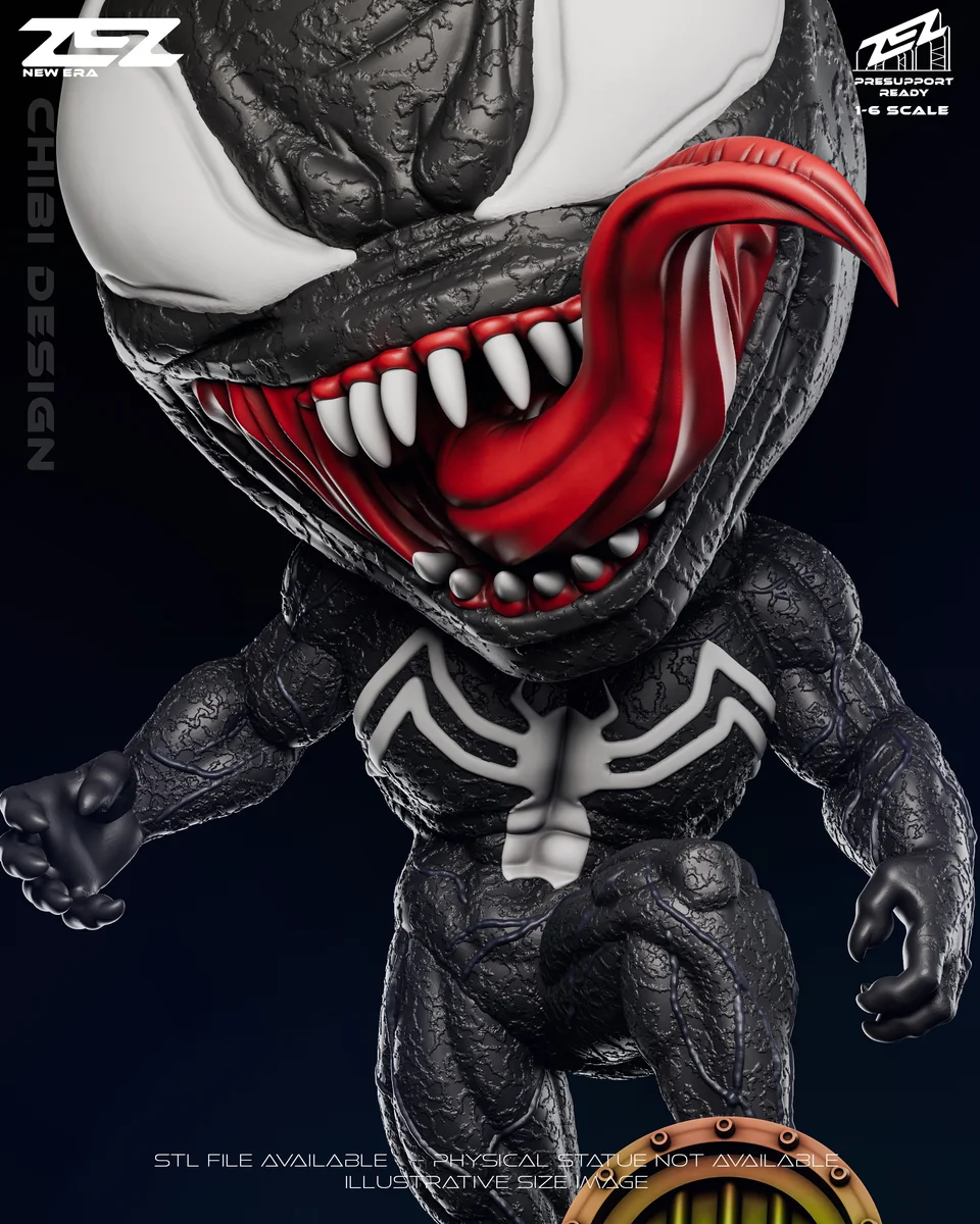 Chibi Venom | Fan Art | 3D Printed Resin Model Garage Kit | *Un-Painted* | ZEZ Studio 5