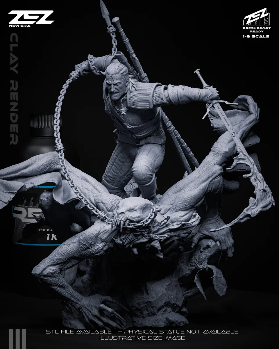 Geralt | Fan Art | 3D Printed Resin Model Garage Kit | *Un-Painted* | ZEZ Studio 15