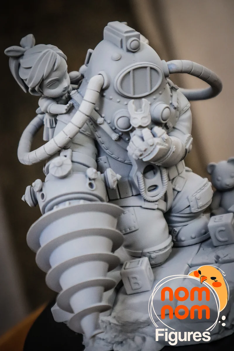 Chibi Big Daddy and Little Sister | Fan Art | 3D Printed Resin Model Garage Kit | *Un-Painted* | Nomnom 6