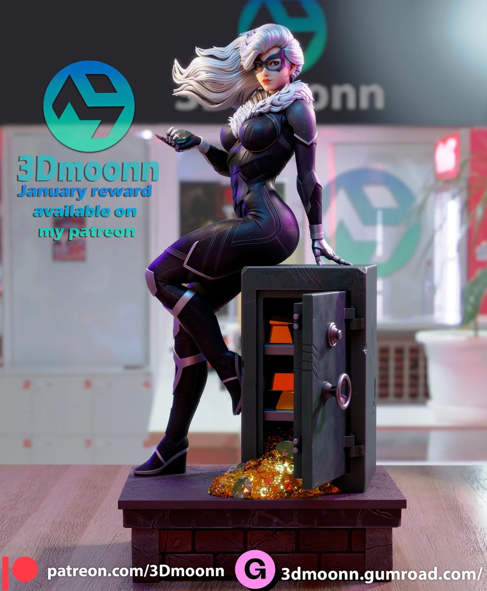 Black Kitty | Fan Art | 3D Printed Resin Model Garage Kit | *Un-Painted* | 3DMoon 5