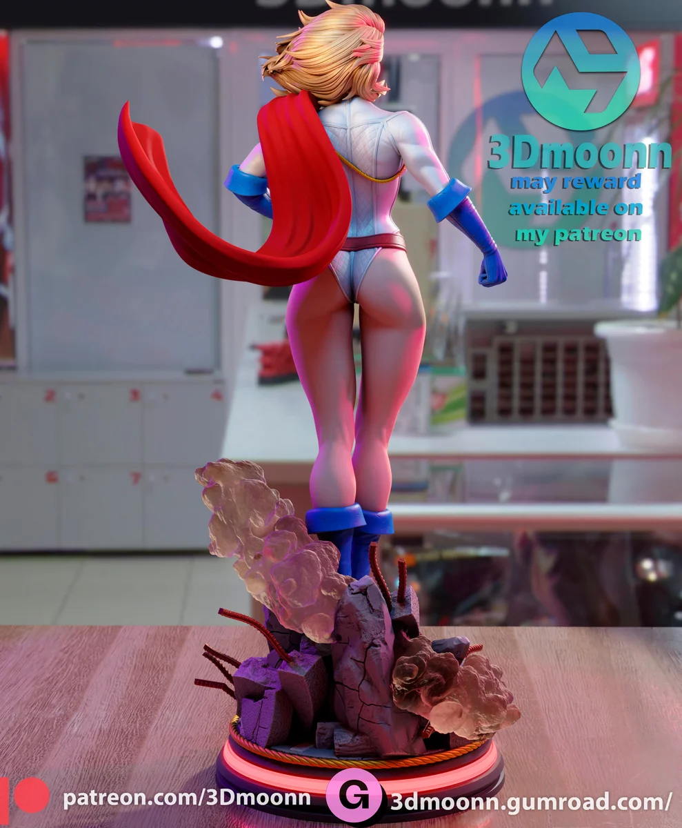 Power Girl | Fan Art | 3D Printed Resin Model Garage Kit | *Un-Painted* | 3DMoon 7