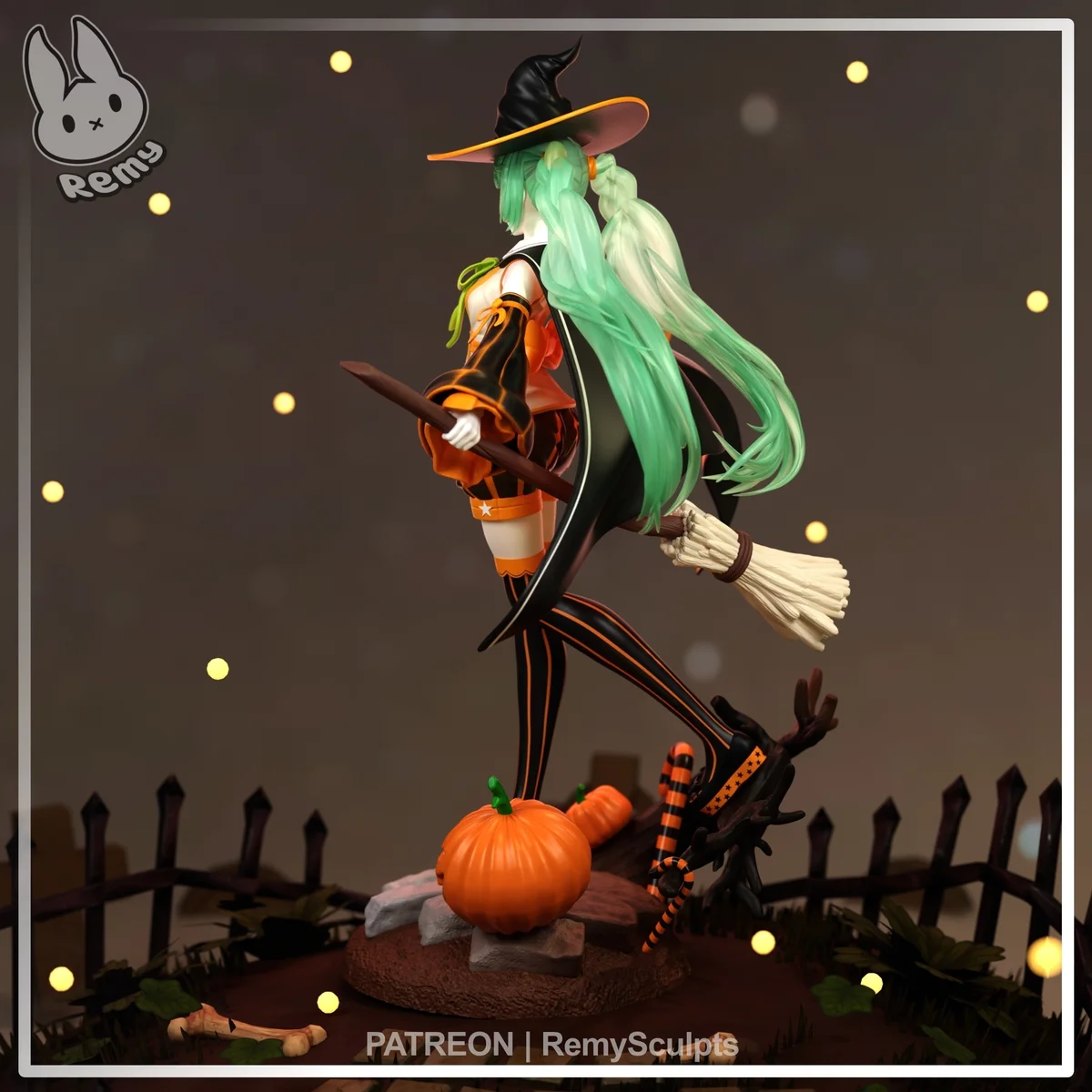 Hatsune Miku (Halloween Witch) | Fan Art | 3D Printed Resin Model Garage Kit | *Un-Painted* | Remy Sculpts 5