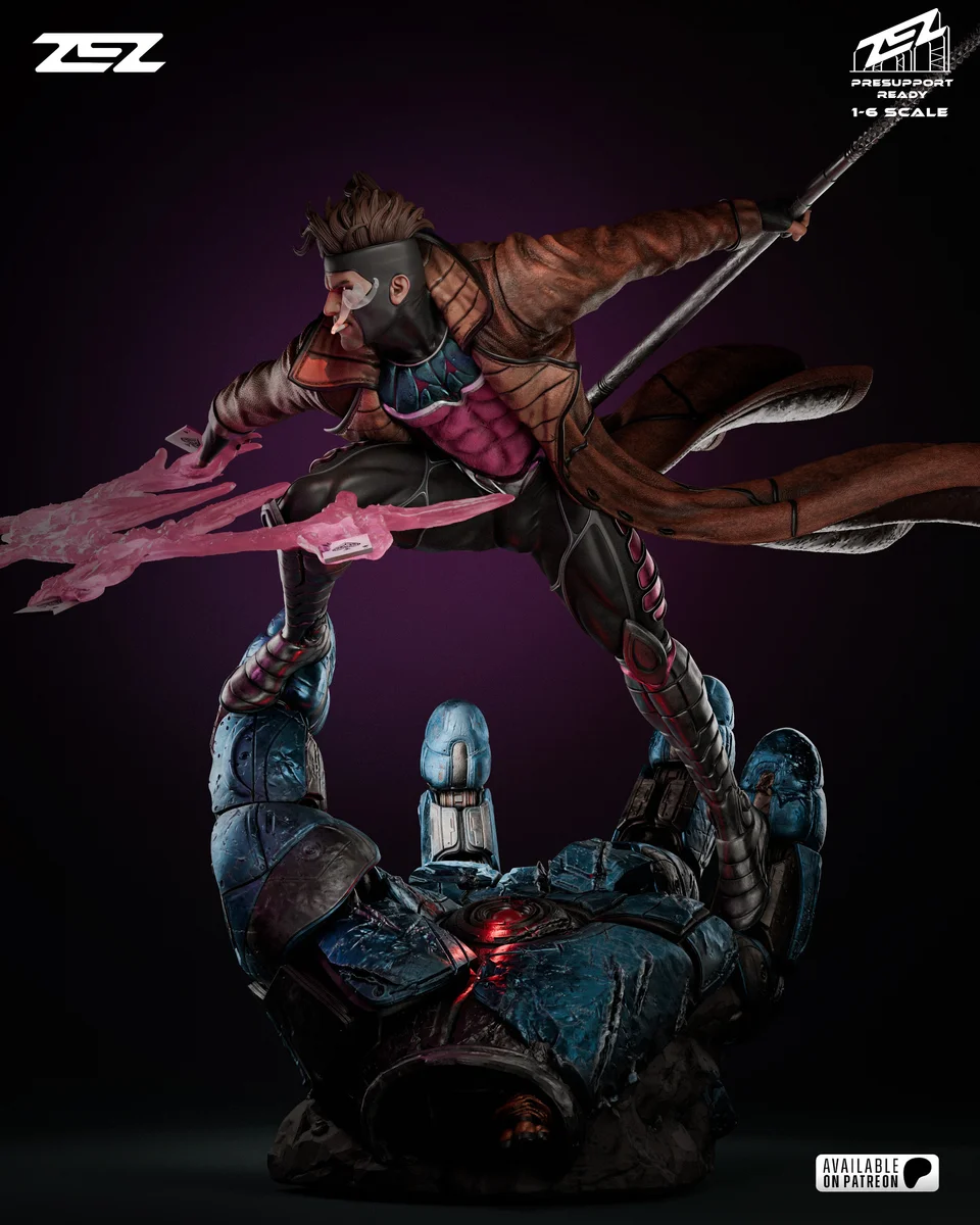 Gambit | Fan Art | 3D Printed Resin Model Garage Kit | *Un-Painted* | ZEZ Studio 4