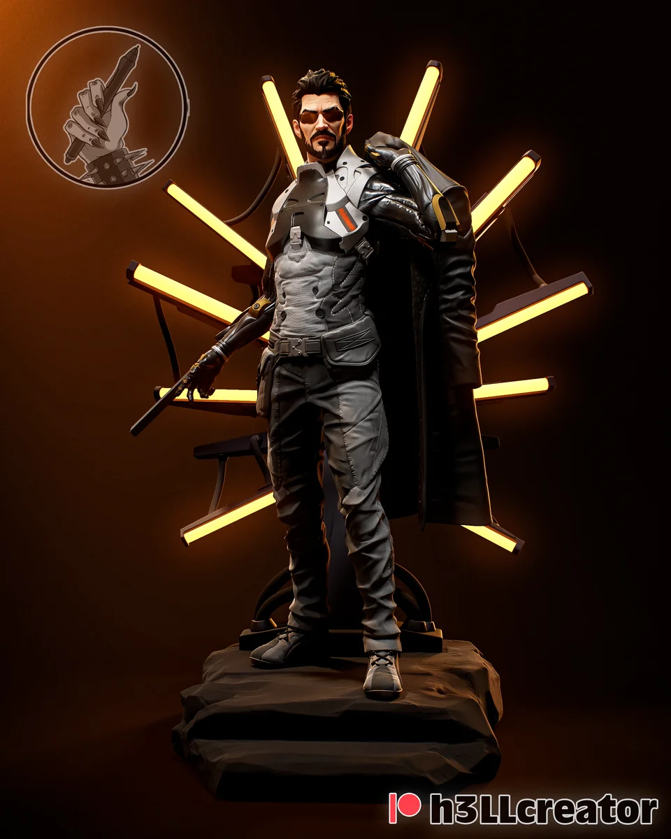 Adam Jensen | Fan Art | 3D Printed Resin Model Garage Kit | *Un-Painted* | H3LL Creator