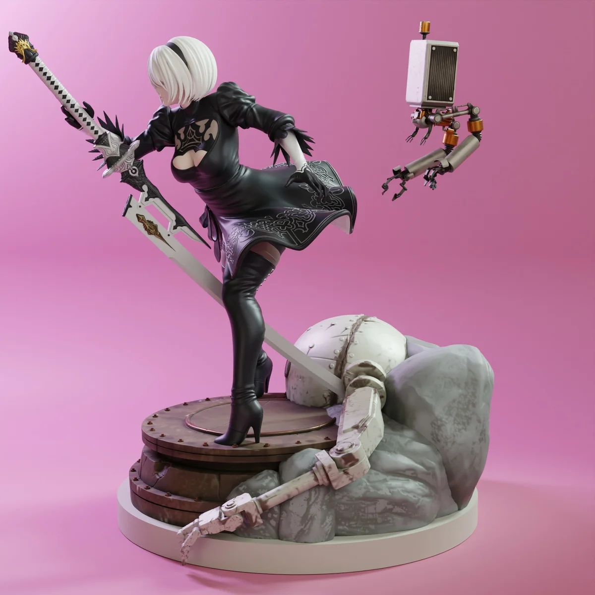 2B | Fan Art | 3D Printed Resin Model Garage Kit | *Un-Painted* | KiTNo 3