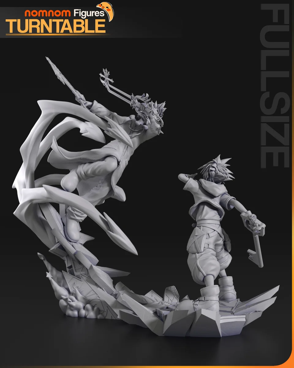 Roxas x Sora | Fan Art | 3D Printed Resin Model Garage Kit | *Un-Painted* | Nomnom 12