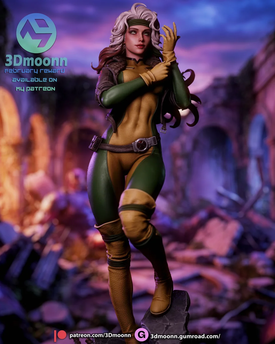 Rogue | Fan Art | 3D Printed Resin Model Garage Kit | *Un-Painted* | 3DMoonn 8