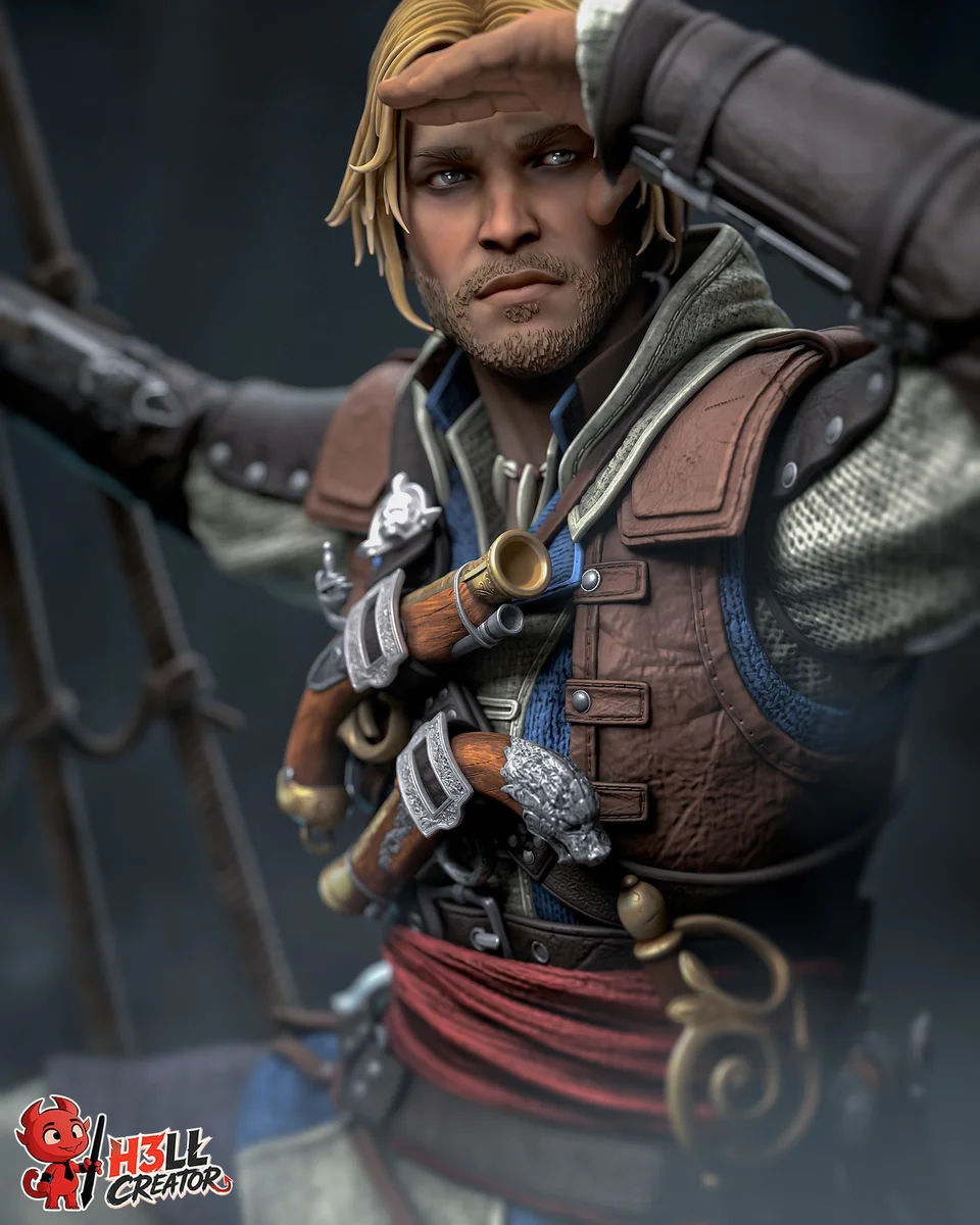 Edward Kenway | Fan Art | 3D Printed Resin Model Garage Kit | *Un-Painted* | H3LL Creator 5