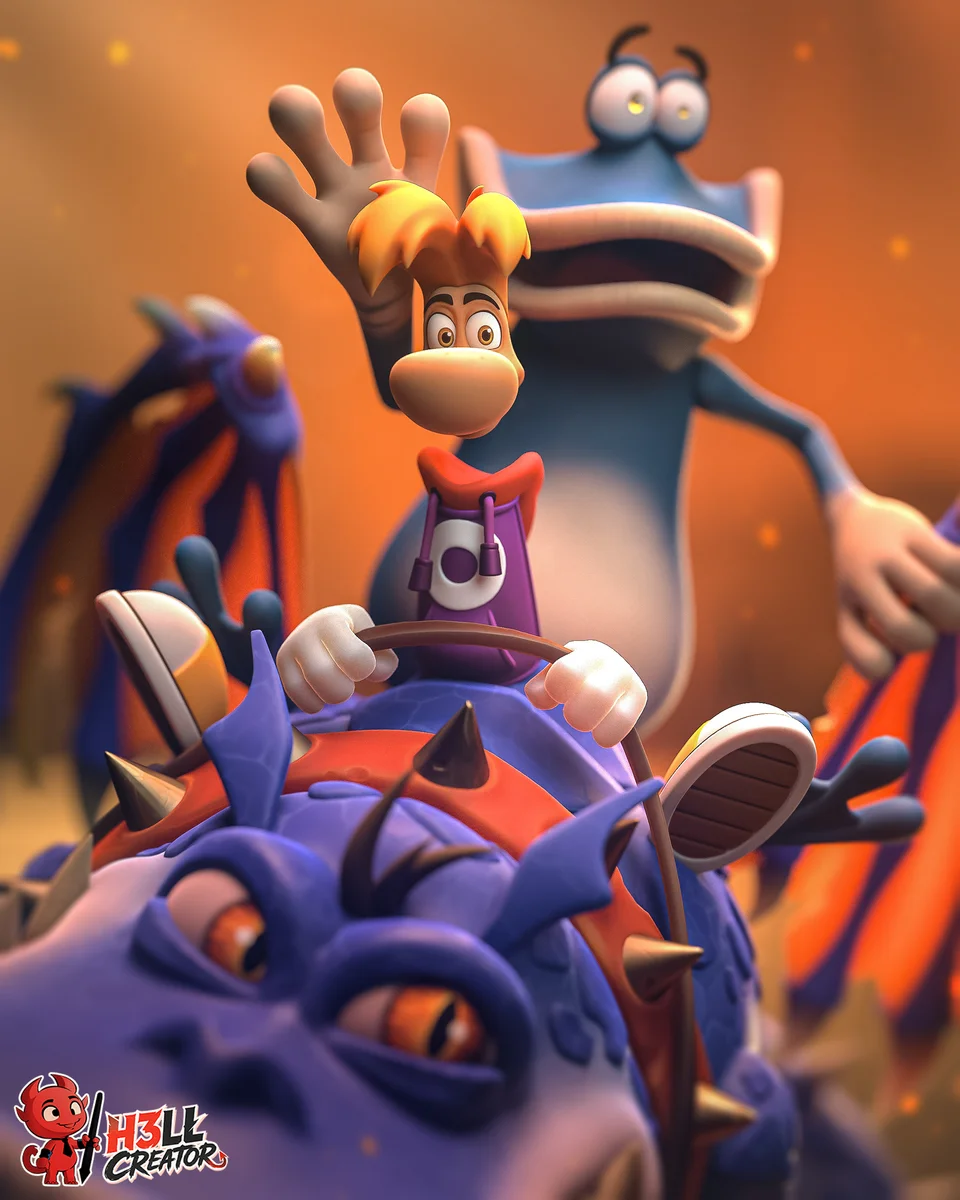 Rayman and Globox | Fan Art | 3D Printed Resin Model Garage Kit | *Un-Painted* | H3LL Creator 6
