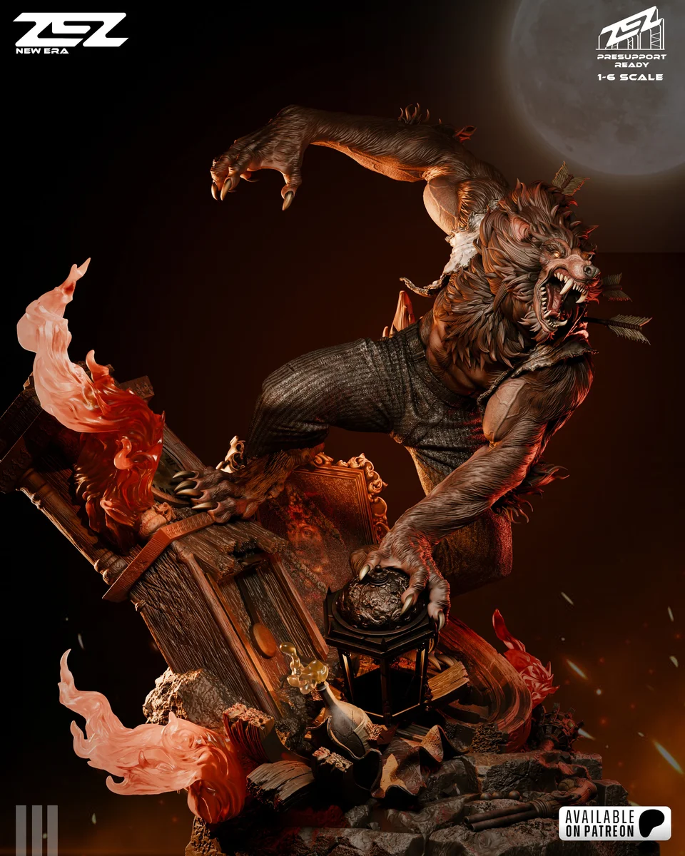 Werewolf | Fan Art | 3D Printed Resin Model Garage Kit | *Un-Painted* | ZEZ Studio 3
