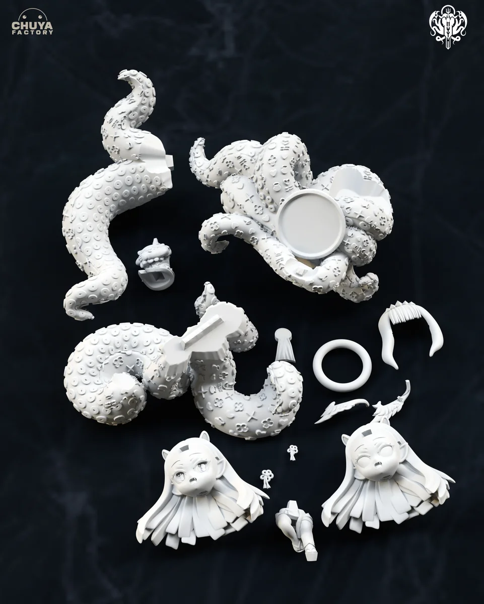 Chibi Ninomae Ina'nis | Fan Art | 3D Printed Resin Model Garage Kit | *Un-Painted* | Chuya Factory 6