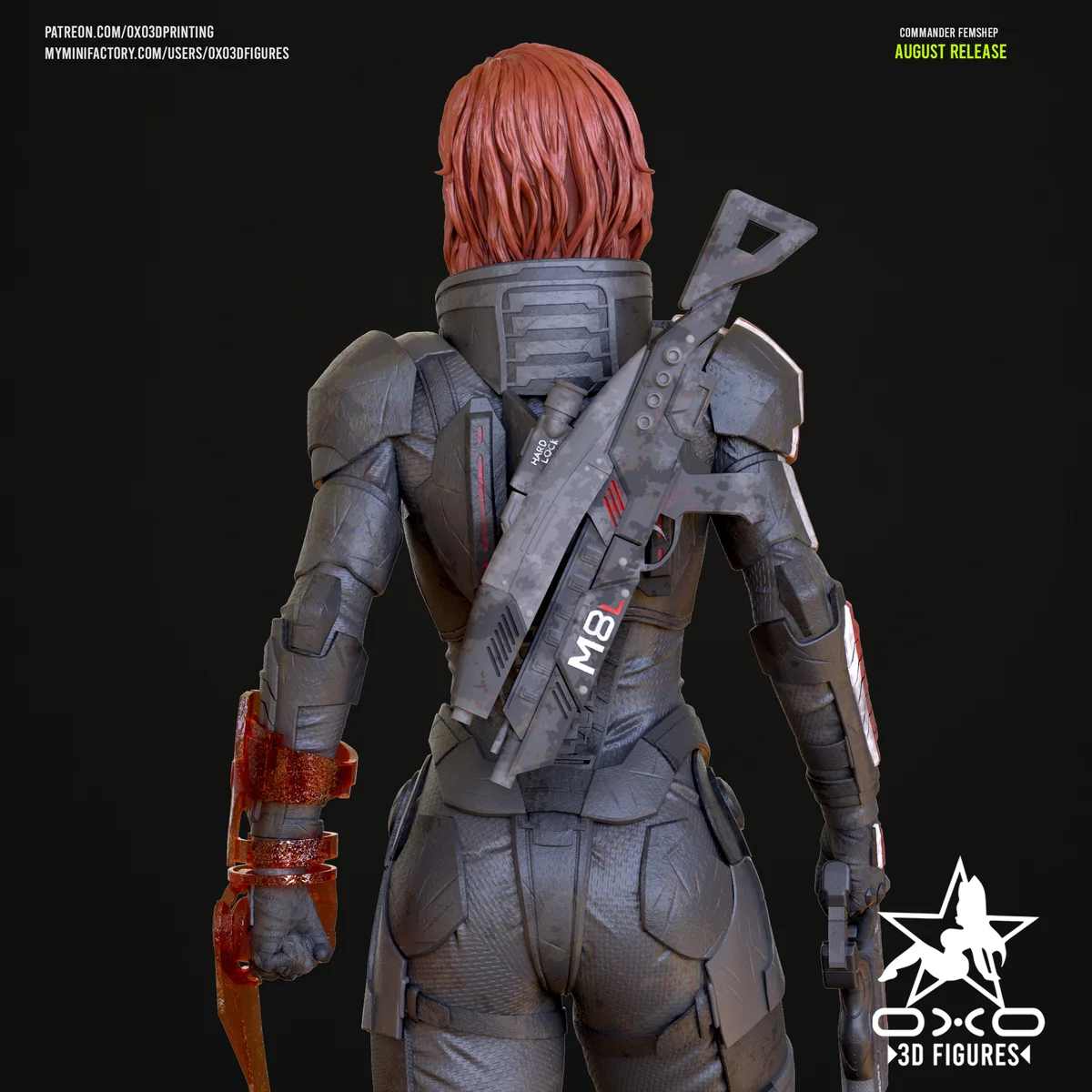 Commander FemShep | Fan Art | 3D Printed Resin Model Garage Kit | *Un-Painted* | OXO3D 3