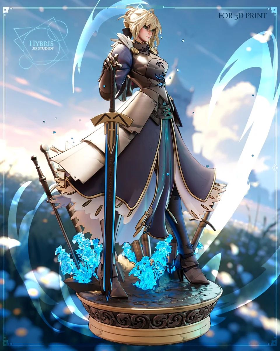 Saber Athoria Pendragon | Fan Art | 3D Printed Resin Model Garage Kit | *Un-Painted* | Hybris Studios 7