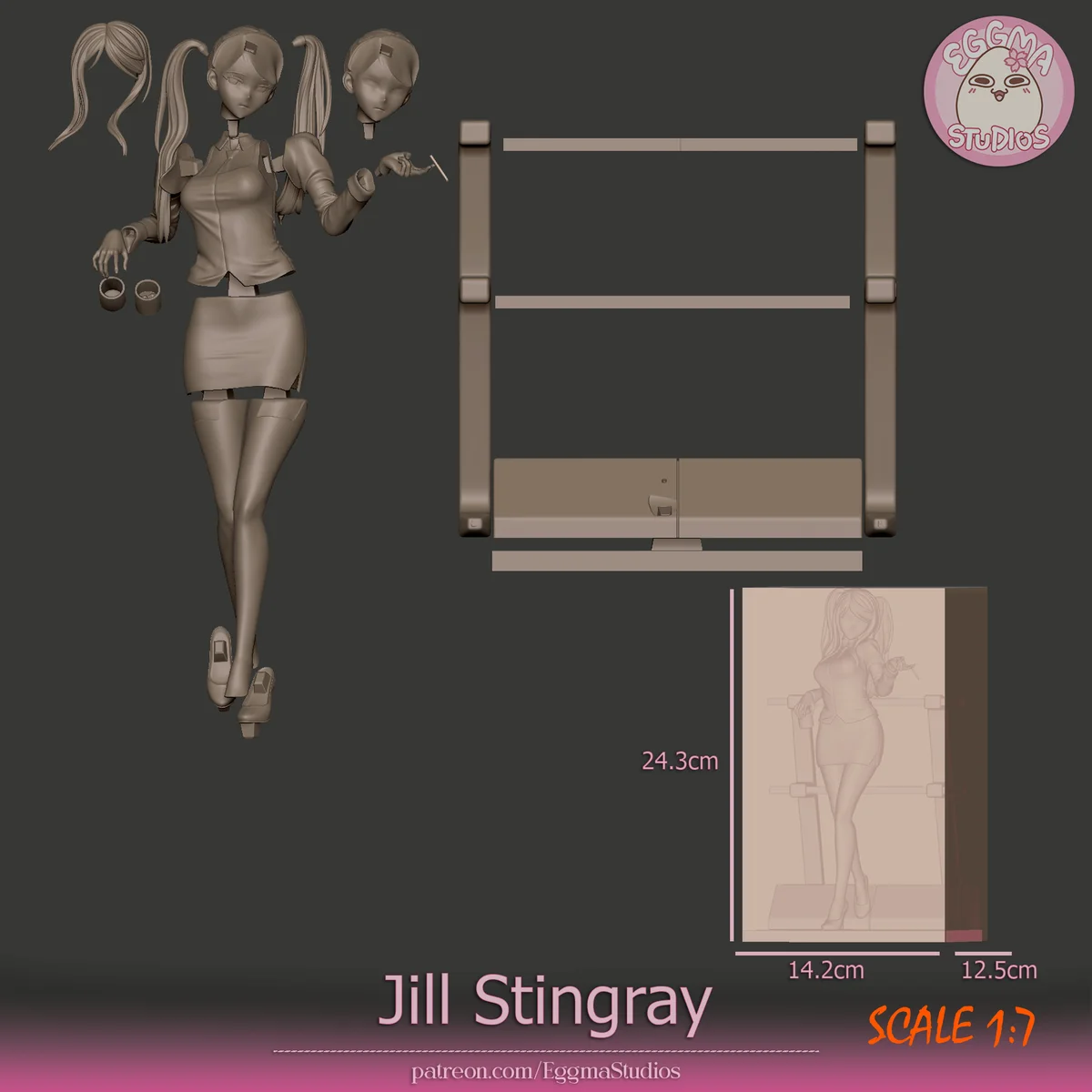 Jill Stingray | Fan Art | 3D Printed Resin Model Garage Kit | *Un-Painted* | EggmaStudios 5