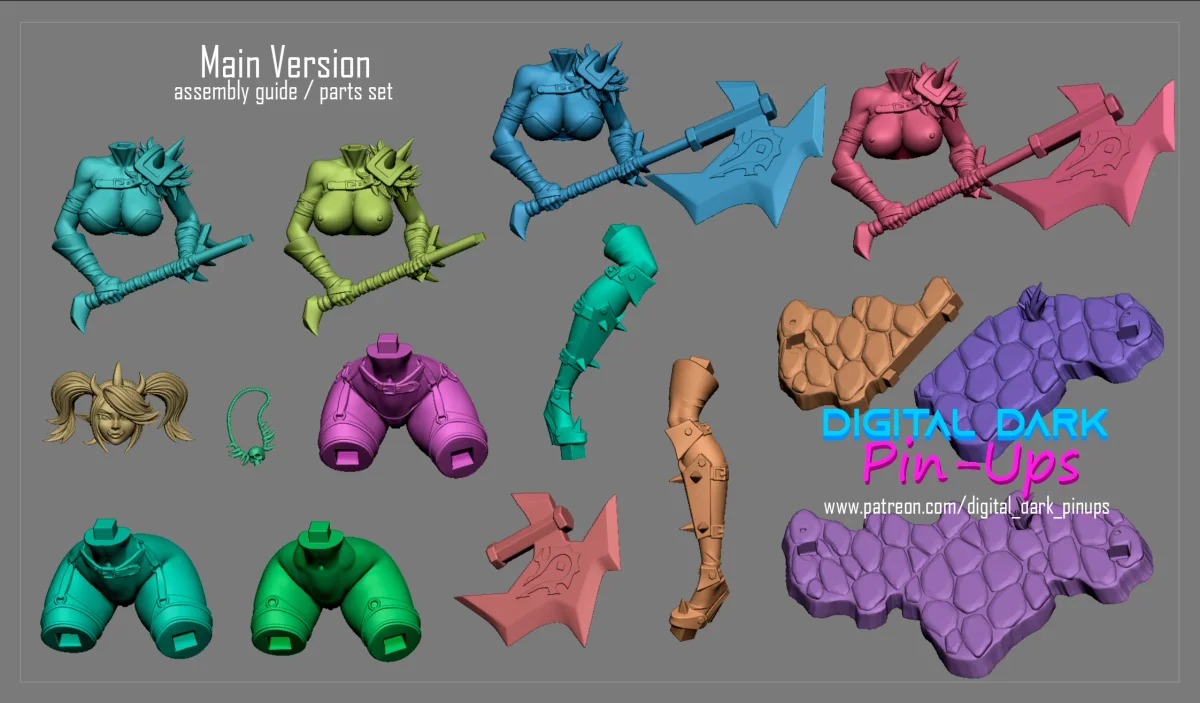 Orc Girl | Fan Art | 3D Printed Resin Model Garage Kit | *Un-Painted* | Digital Dark 5