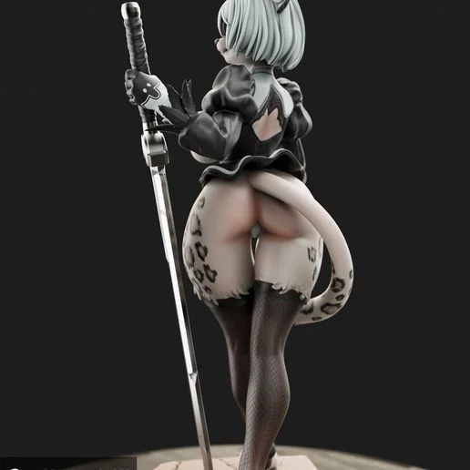 2B Furry (New) | Fan Art | 3D Printed Resin Model Garage Kit | *Un-Painted* | AnyoneNSFW 4