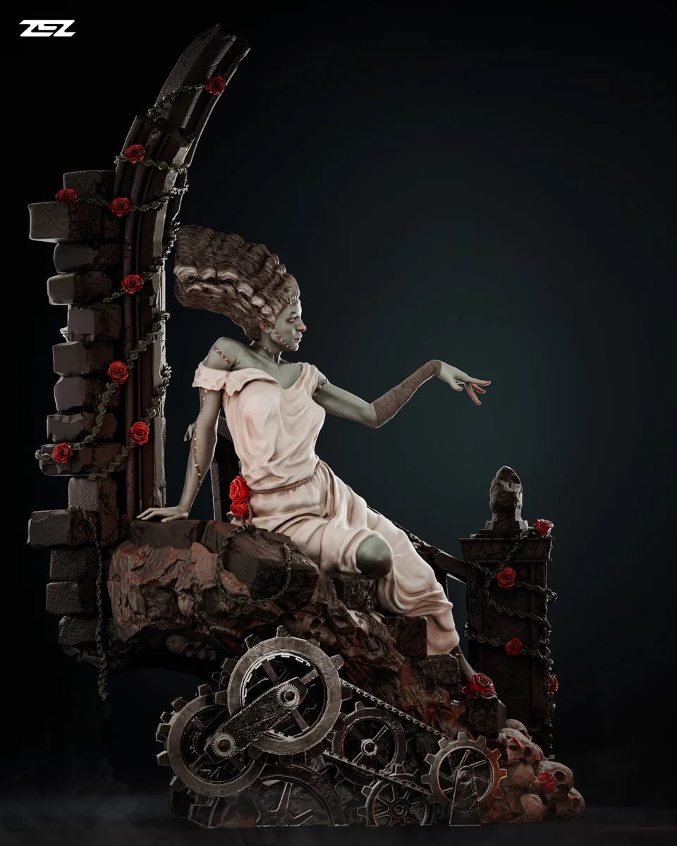 Bride of Frankenstein | Fan Art | 3D Printed Resin Model Garage Kit | *Un-Painted* | ZEZ Studio 4