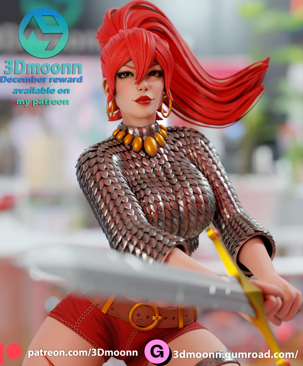 Red Sonja | Fan Art | 3D Printed Resin Model Garage Kit | *Un-Painted* | 3DMoonn 6