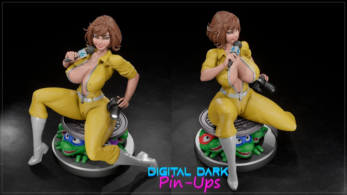 Turtle Girl | Fan Art | 3D Printed Resin Model Garage Kit | *Un-Painted* | Digital Dark