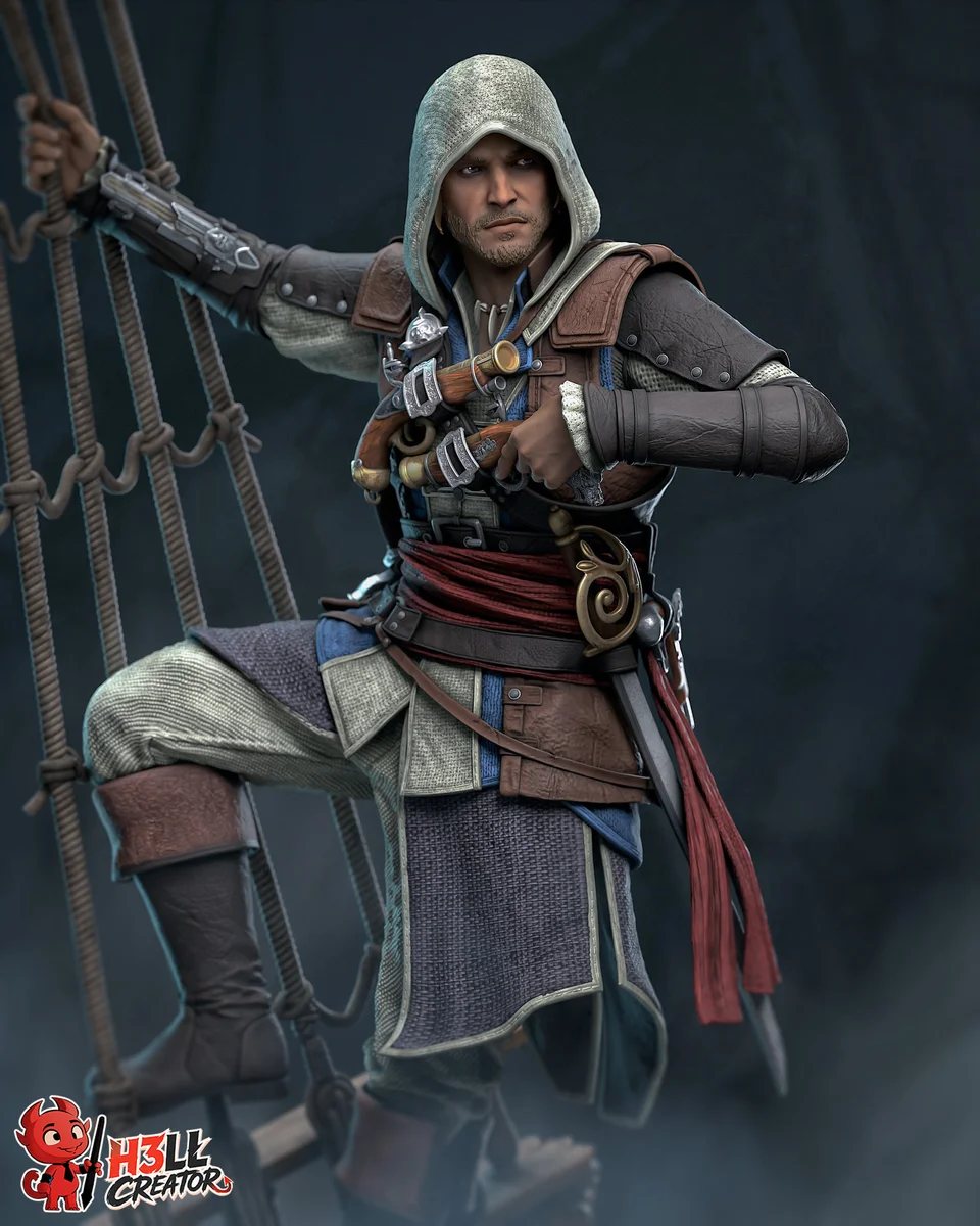 Edward Kenway | Fan Art | 3D Printed Resin Model Garage Kit | *Un-Painted* | H3LL Creator 7