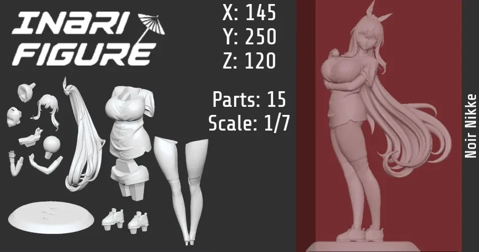 Noir | Fan Art | 3D Printed Resin Model Garage Kit | *Un-Painted* | Inari Figure 7