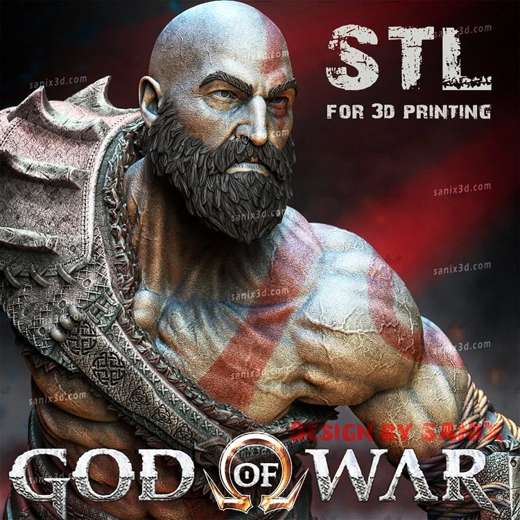 Kratos | Fan Art | 3D Printed Resin Model Garage Kit | *Un-Painted* | Sanix3D 3