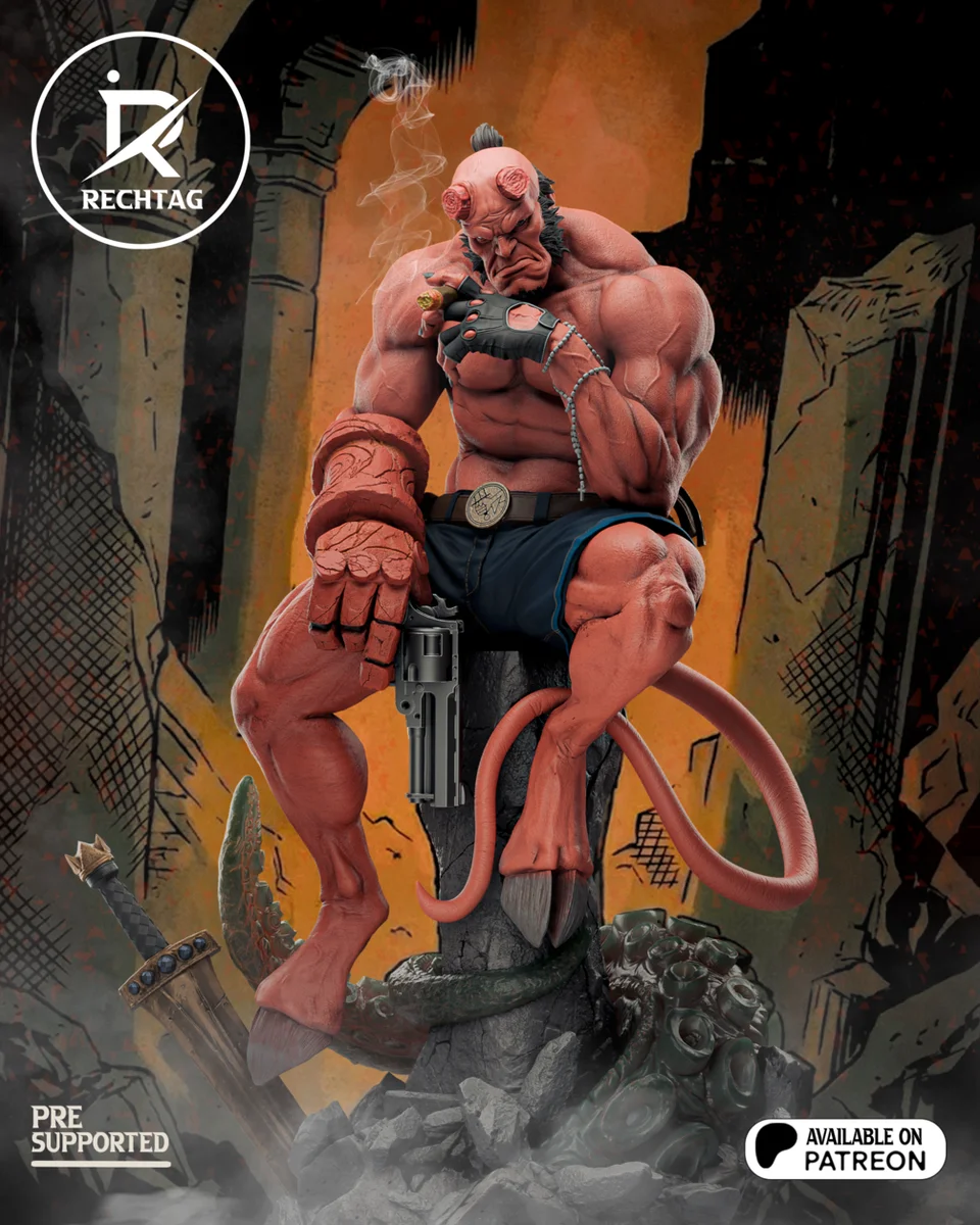 Hellboy | Fan Art | 3D Printed Resin Model Garage Kit | *Un-Painted* | Rechtag 8