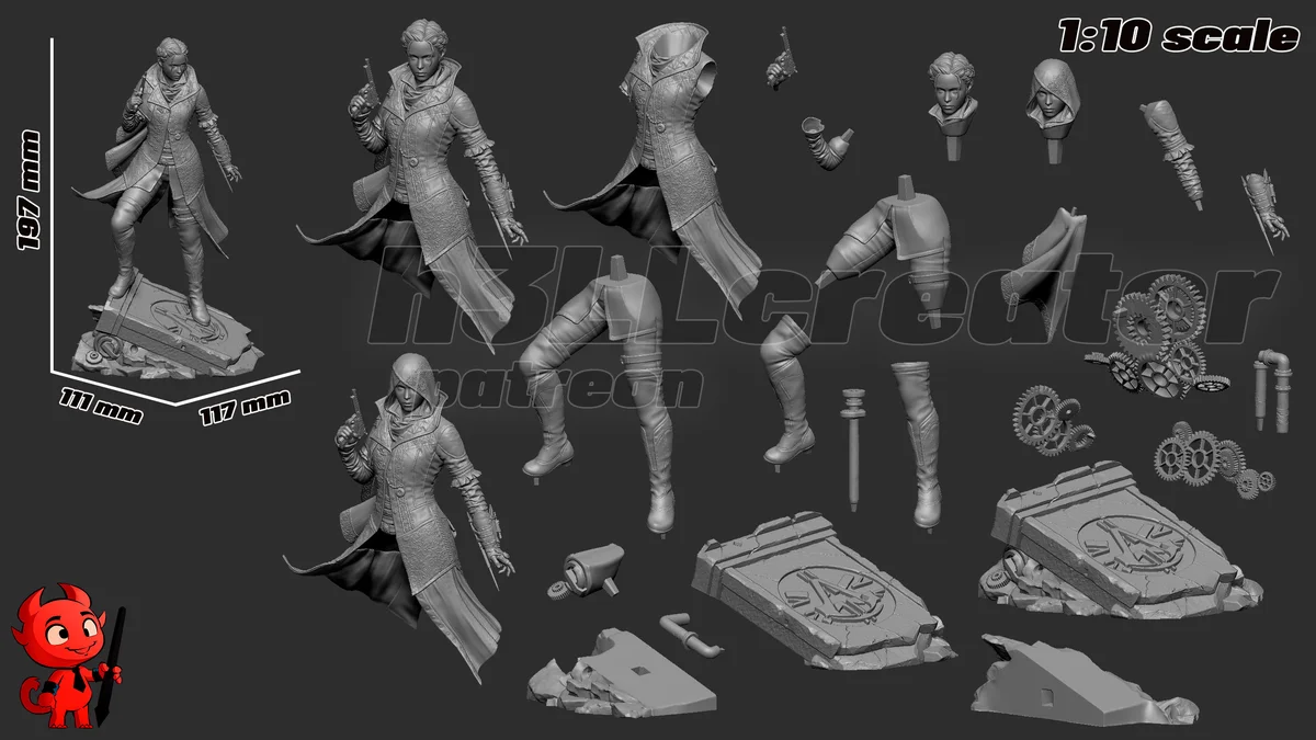 Evie Frye | Fan Art | 3D Printed Resin Model Garage Kit | *Un-Painted* | H3LL Creator 13