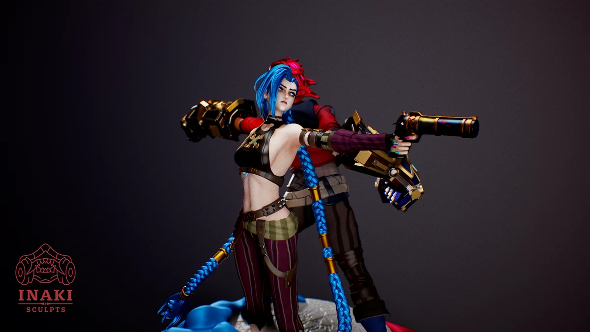 Vi & Jinx | Fan Art | 3D Printed Resin Model Garage Kit | *Un-Painted* | Inaki Sculpts 4