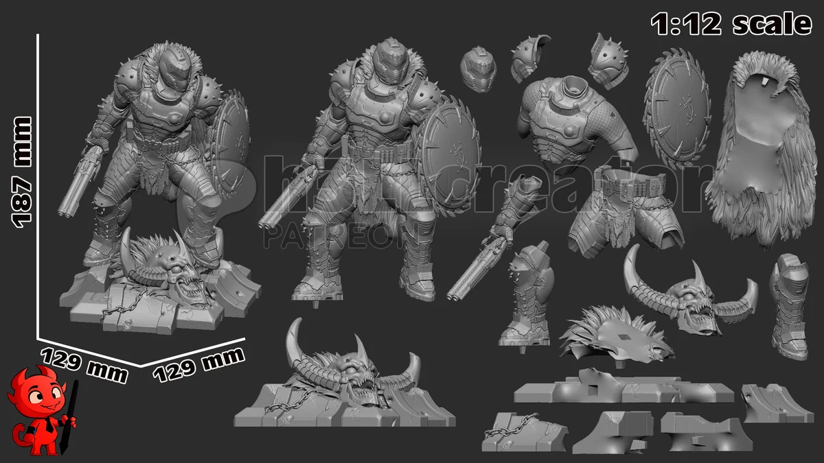 Doomguy | Fan Art | 3D Printed Resin Model Garage Kit | *Un-Painted* | H3LL Creator 14