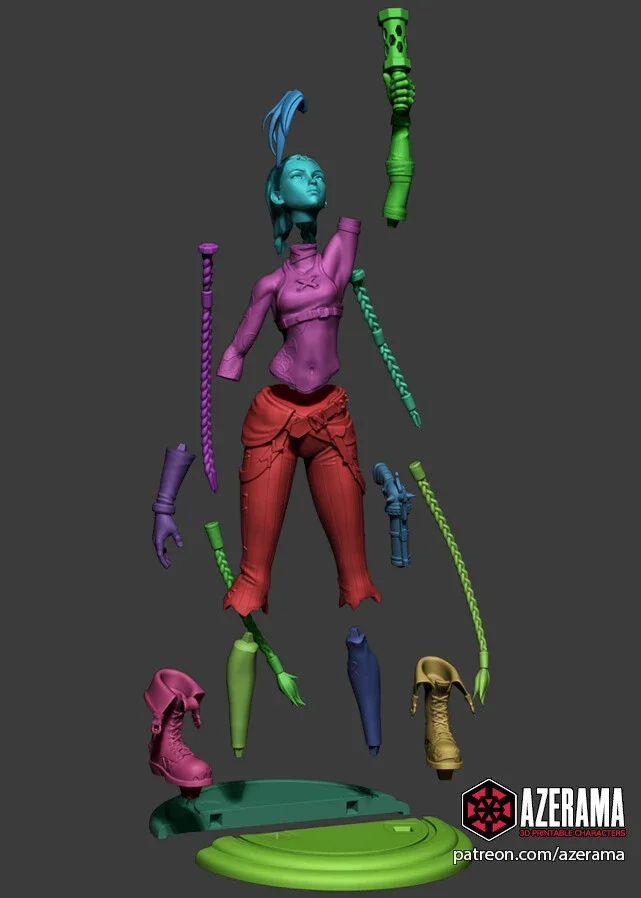 Jinx | Fan Art | 3D Printed Resin Model Garage Kit | *Un-Painted* | Azerama 3