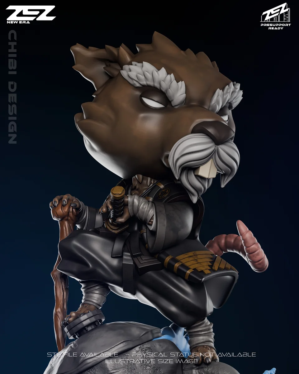 Chibi Master Splinter | Fan Art | 3D Printed Resin Model Garage Kit | *Un-Painted* | ZEZ Studio 5