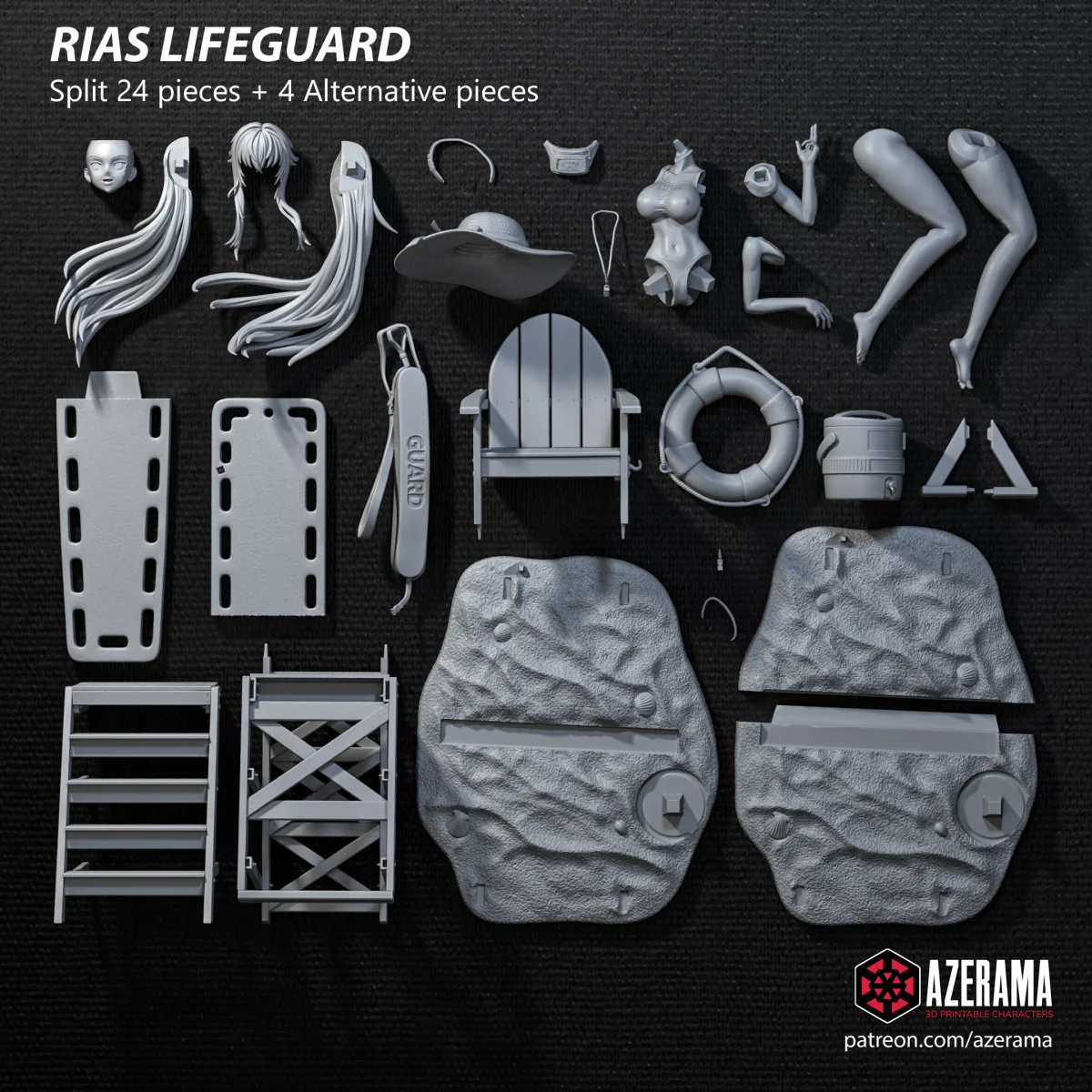 Rias Lifeguard | Fan Art | 3D Printed Resin Model Garage Kit | *Un-Painted* | Azerama 5