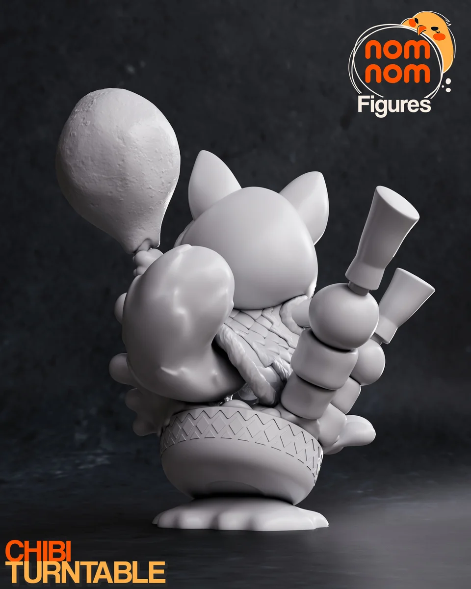 Chibi Palico | Fan Art | 3D Printed Resin Model Garage Kit | *Un-Painted* | Nomnom 5