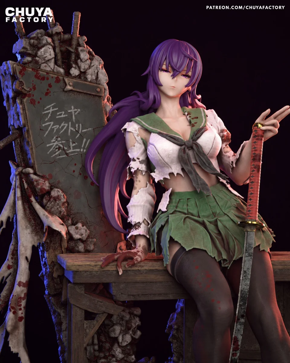 Saeko Busujima | Fan Art | 3D Printed Resin Model Garage Kit | *Un-Painted* | Chuya Factory 3