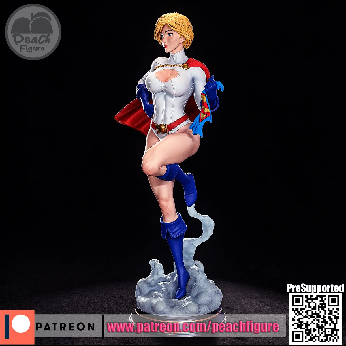 Powergirl v2 | Fan Art | 3D Printed Resin Model Garage Kit | *Un-Painted* | Peach Figure 3