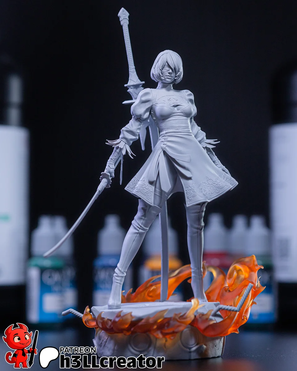2B | Fan Art | 3D Printed Resin Model Garage Kit | *Un-Painted* | H3LL Creator 6
