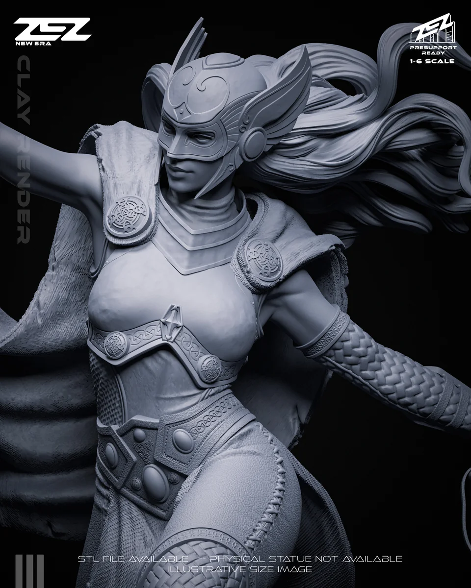 Lady Thor | Fan Art | 3D Printed Resin Model Garage Kit | *Un-Painted* | ZEZ Studio 9