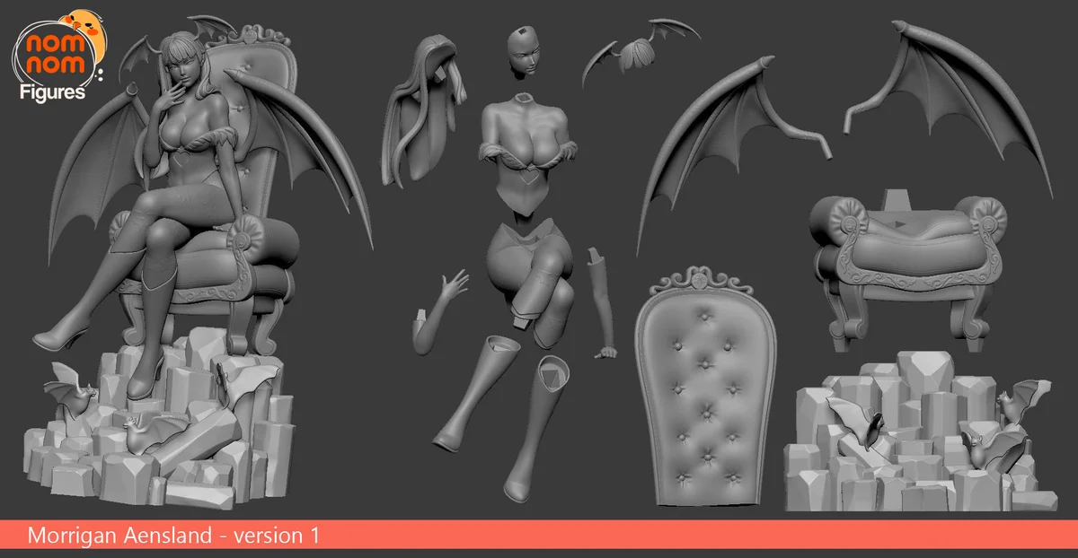 Morrigan Aensland - v01 | Fan Art | 3D Printed Resin Model Garage Kit | *Un-Painted* | Nomnom 3